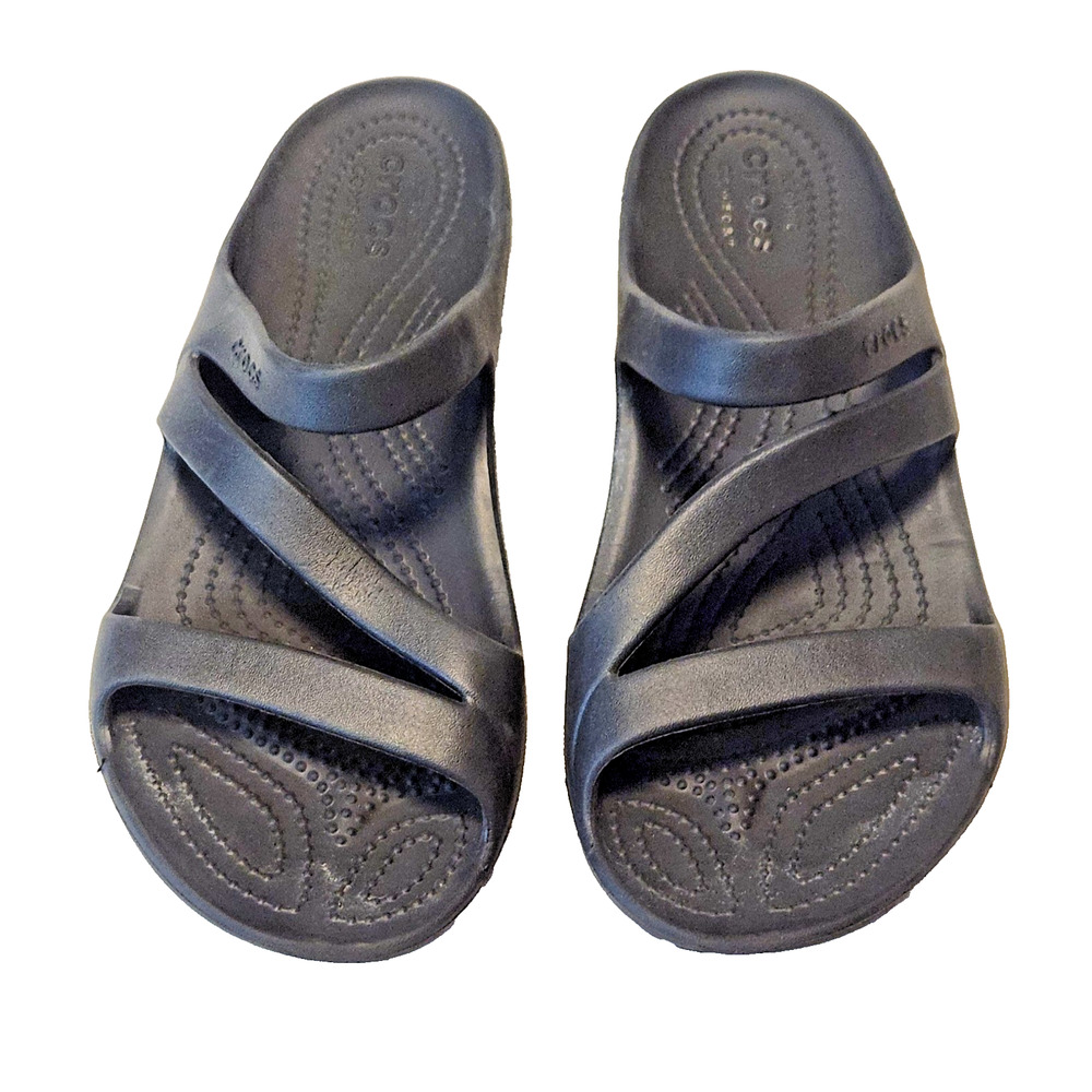 Crocs Swiftwater Sandals Black Strappy Slip-On Slides Comfort Women's Size 9 - Picture 2 of 5